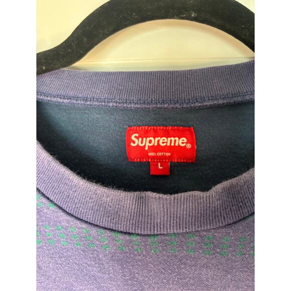 Supreme Dash Stripe Navy Crewneck Sweatshirt Men’s Size Large Fall/Winter Drop - Picture 2 of 6